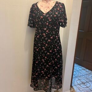 Chic Black Floral High Low Dress